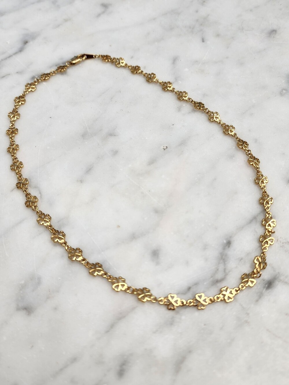 LIFETIME JEWELRY Necklace 24k Gold Layered Plated Shamrock Clover Link 15"